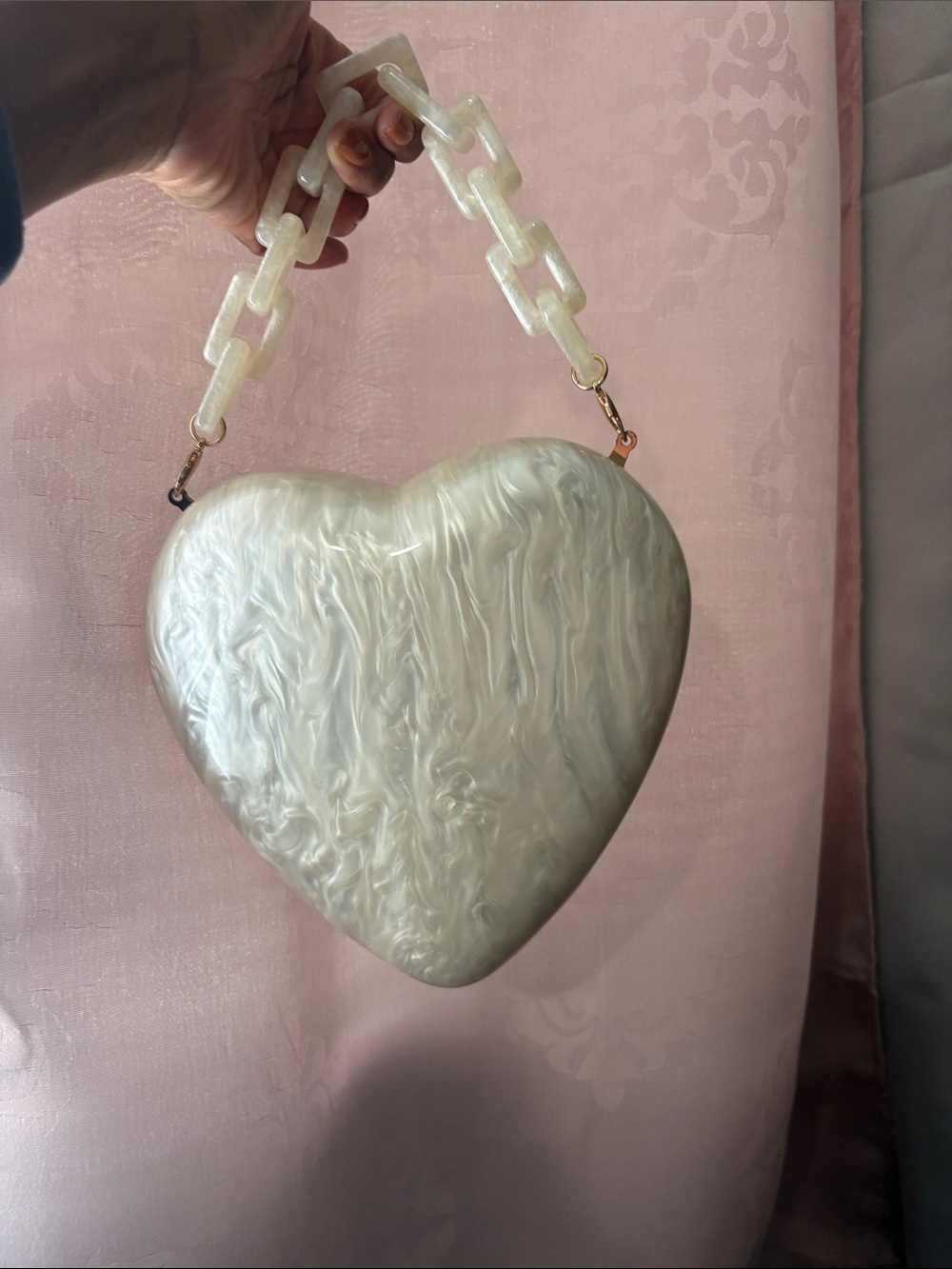 a new day Pearlescent Heart-Shaped Top-Handle Bag - Pearl White